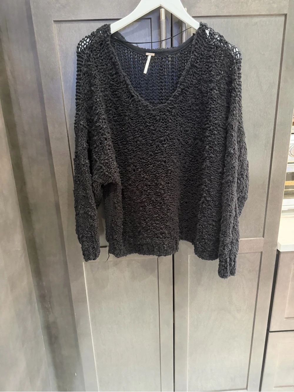Free people Relaxed Open-Knit Black Women's Sweater